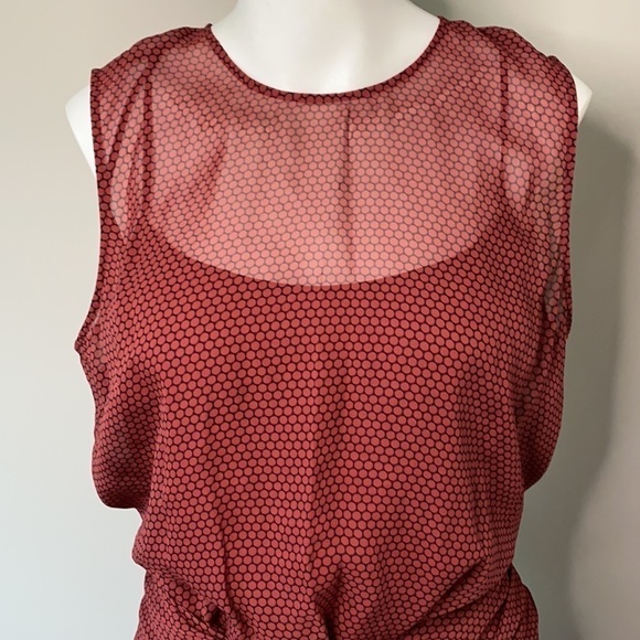 THEORY Dot Print Flounce Silk Chiffon Dress Drop Waist Sleeveless Sz Large NEW - Picture 5 of 15